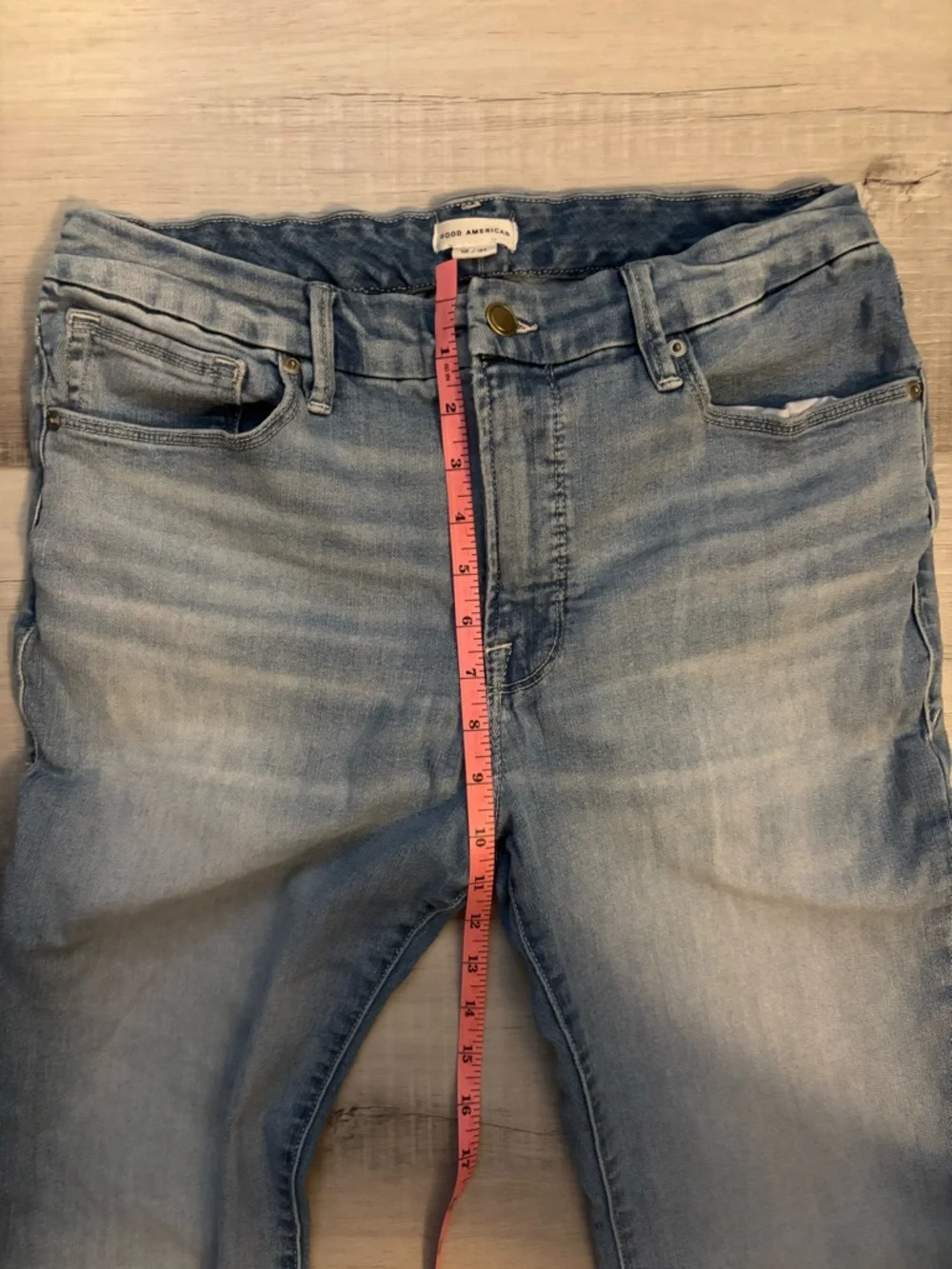 Good American Good Legs Flare Jeans Paperbag Waist Size 12 31 Stretch